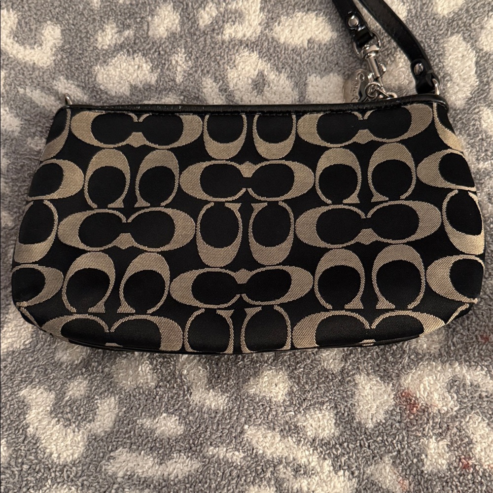 Coach Signature Black and Gray Wristlet - Picture 4 of 6